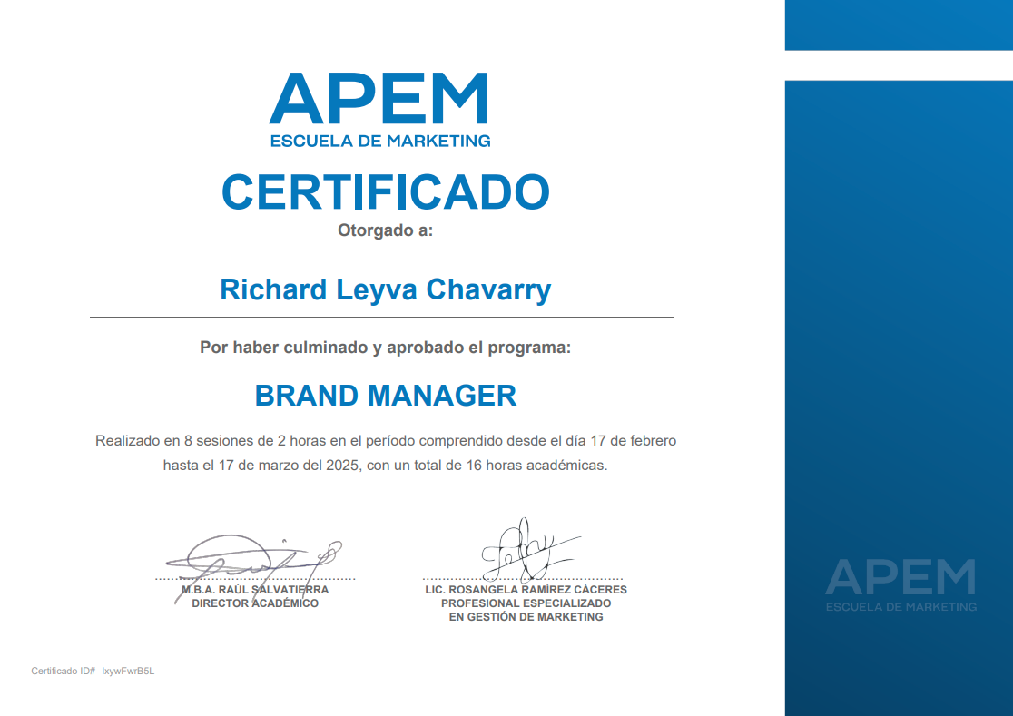 Certificado Especialista en Branding
